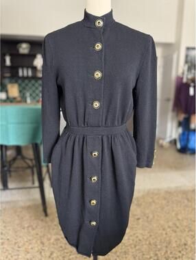 St John Black Dress Womens Sz 6 Or Small Classy Old Money Long sleeve